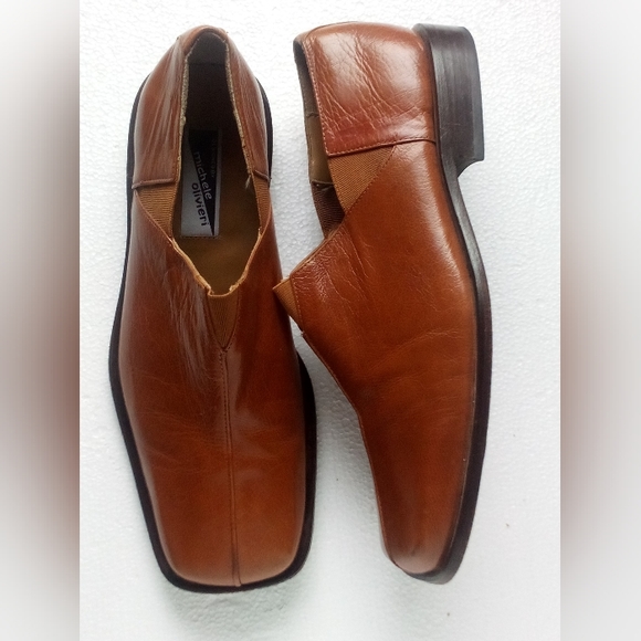 Michele Olivieri Designer Exotic Leather Square-toe Slip-On Shoes Men's 9 Brown - Picture 3 of 15